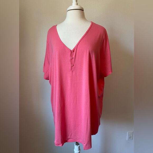 Woman Within NWOT Simple Normcore Rose Pink Oversized Short Sleeve T-Shirt 2X - Picture 2 of 7